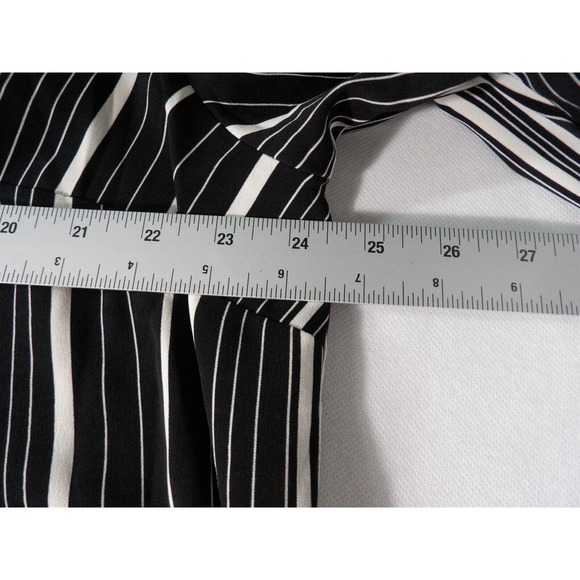 Catherines 1X 18/20 Blouse Black White Striped Collared Button Office Career - Picture 10 of 11